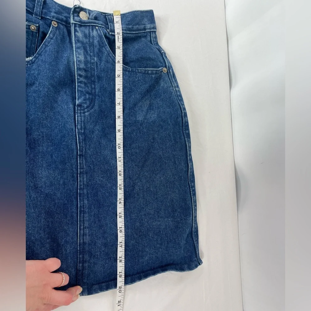 Vintage JEANJER Denim Skirt 5/6 High Waist Blue Jean Skirt 90s Y2K Pencil Mini - Picture 11 of 12